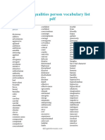 Good Bad Qualities Person Vocabulary List PDF