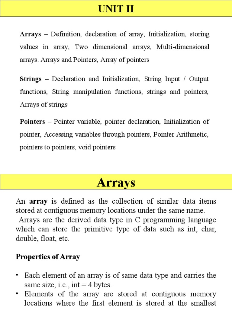 Arrays - Definition, Declaration of Array, Initialization, Storing ...