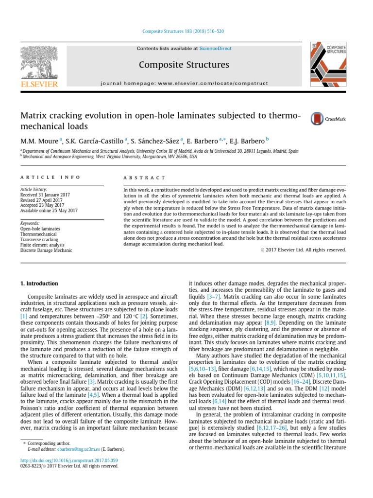 Matrix Cracking Evolution in Open-Hole Laminates Subjected To Thermo ...