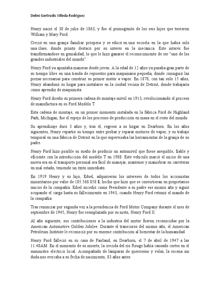 Henry Ford Resumen PDF Veh culos - 1671213705