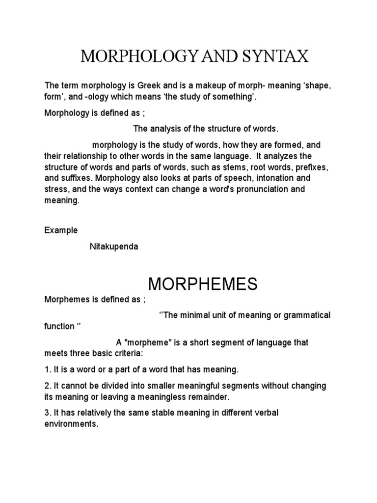 Morphology and Syntax | PDF