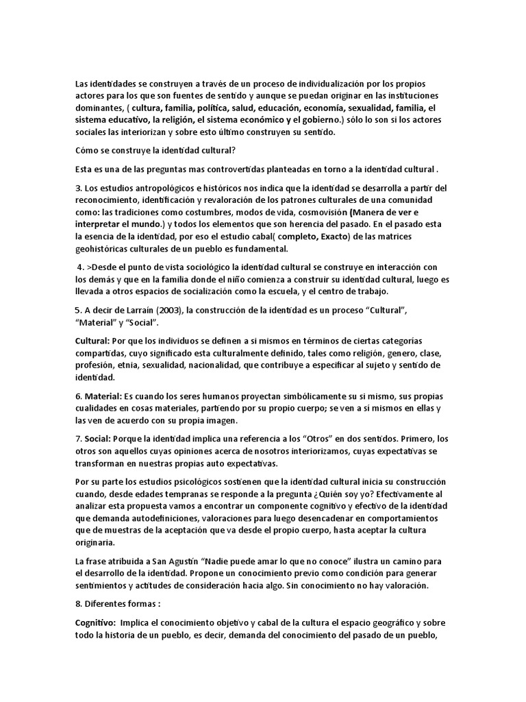 Construcción de la Identidad Cultural | PDF | Psicología Social | Sicología