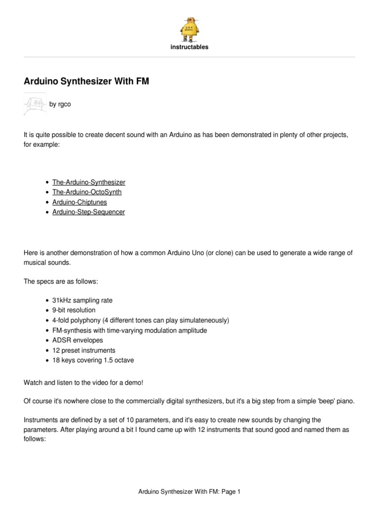 Arduino Synthesizer With FM | PDF | Frequency Modulation | Amplitude