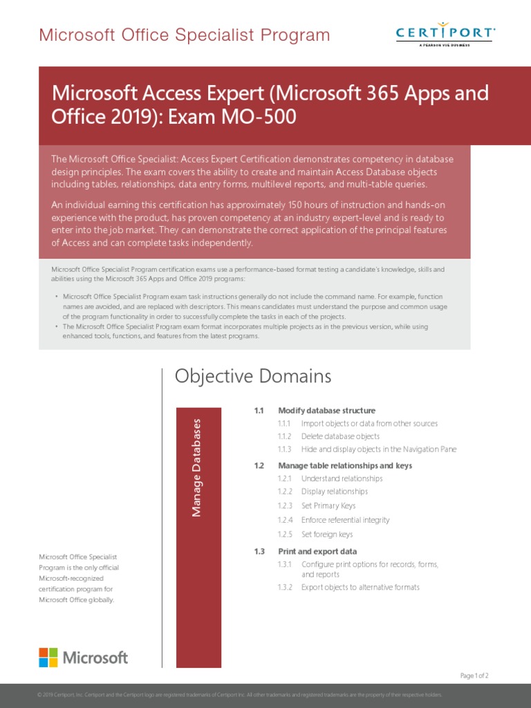 Microsoft Access Expert (Microsoft 365 Apps and Office 2019) : Exam MO ...