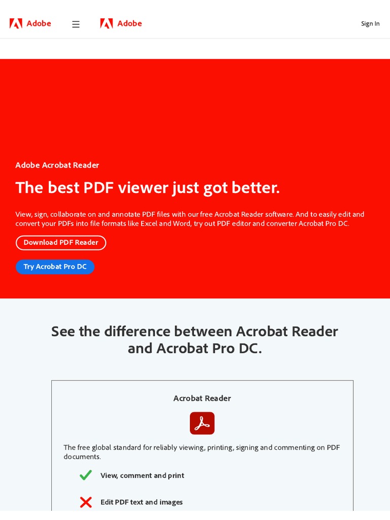 The Best PDF Viewer Just Got Better. See The Difference Between Acrobat Reader and Acrobat Pro