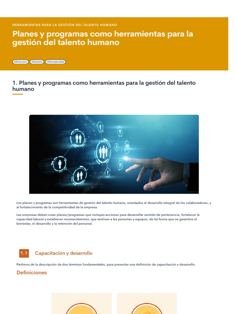 Planes y Programas Como Herramientas para La Gestión Del Talento Humano ...