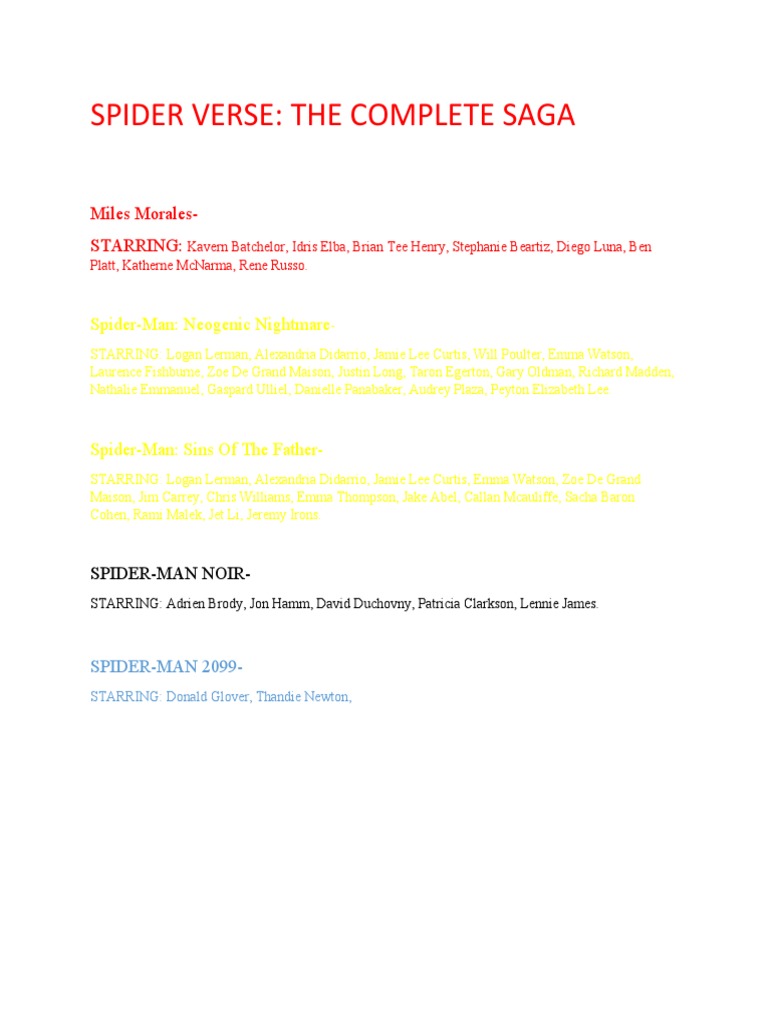 Spider Verse: The Complete Saga: Miles Morales-Starring | PDF | Young Adult