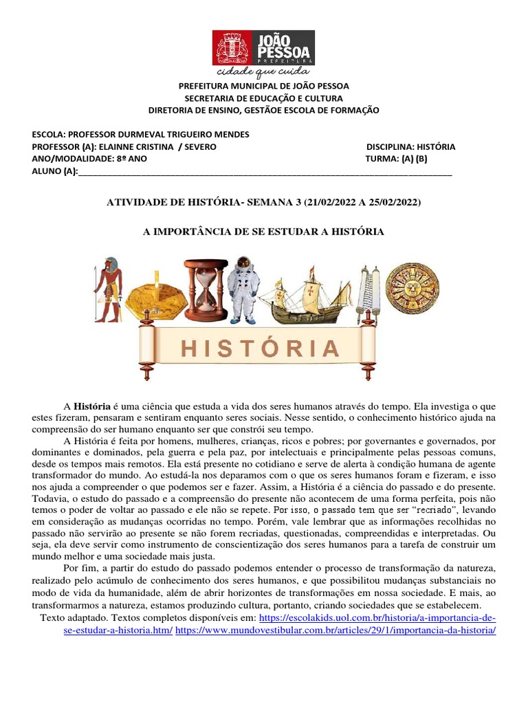 Importância de Estudar História | PDF | Humano | Tempo