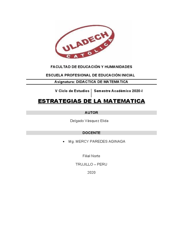 Estrategias Didácticas en Matemáticas Iniciales | PDF | Educación de la ...