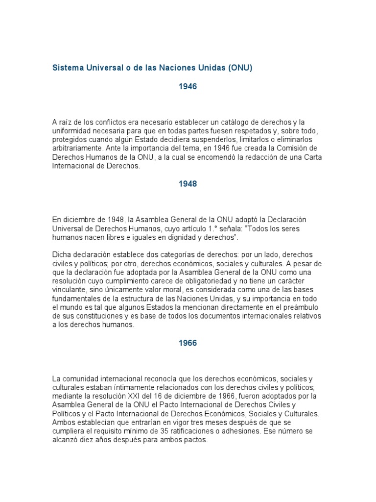Historia de los Derechos Humanos en la ONU | PDF | Naciones Unidas ...