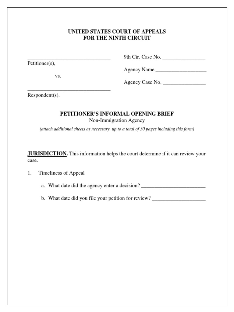 Petitioners InformalOpeningBriefFormAgency PDF Supreme Court Of