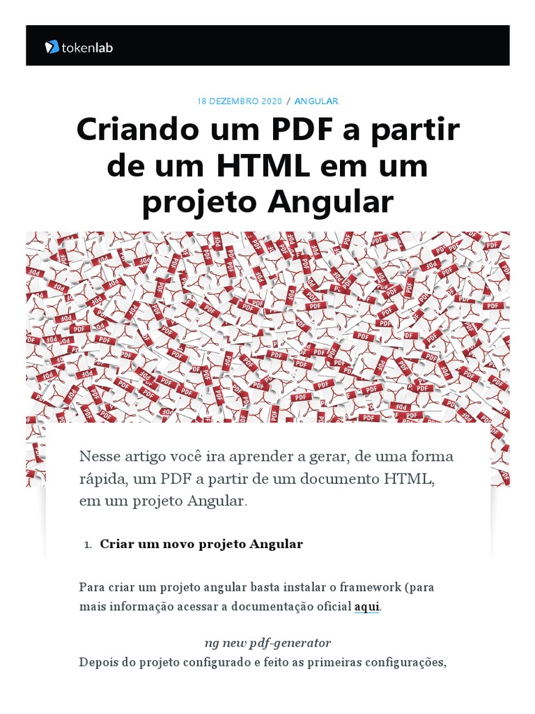 Gerando PDF com html2pdf.js no Angular | PDF | Html | Bibliotecas