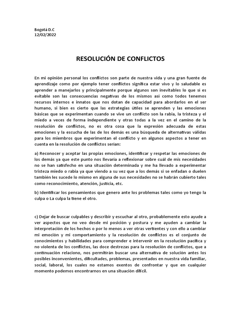 Estrategias para Resolver Conflictos | PDF | Las emociones | La ...