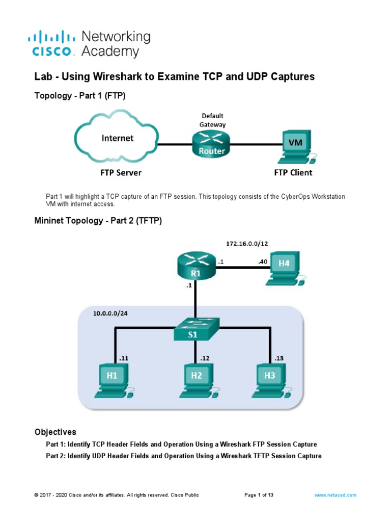 Wireshark TCP/UDP Capture Lab Guide | PDF | Transmission Control ...