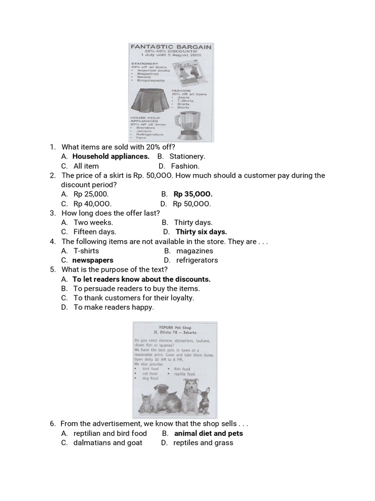 Grade 9 Advertisement Practice Questions | PDF | Carpet | Foods