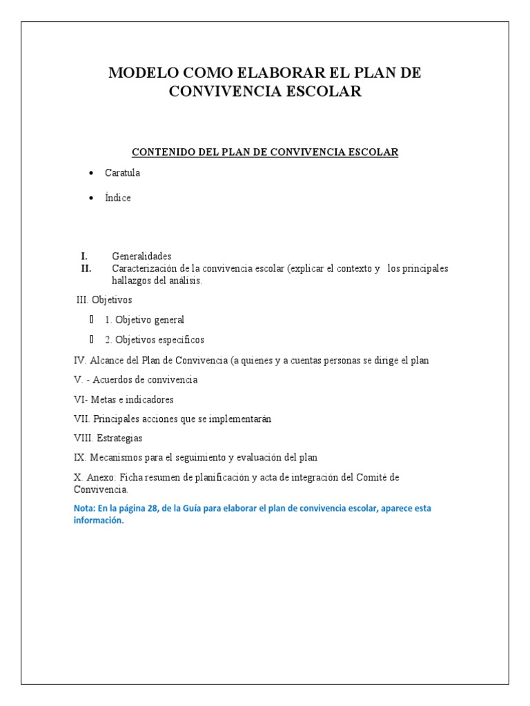 Plan de Convivencia Escolar 2022 | PDF