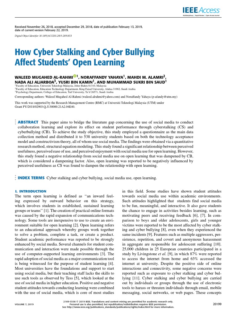 Impact of Cyberbullying on Open Learning | PDF | Factor Analysis ...