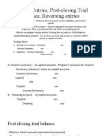 Closing Entries, Post-Closing TB Rev Ersing Entries