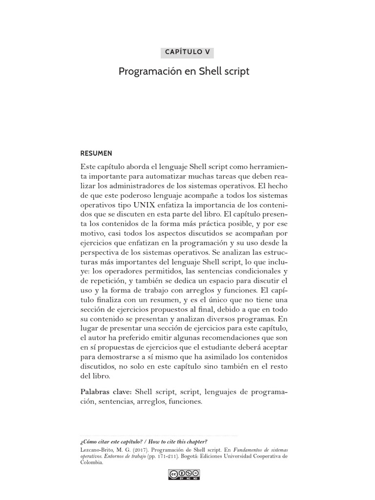 Cap 5+Programación+en+Shell+Script | PDF | Lenguaje de programación ...