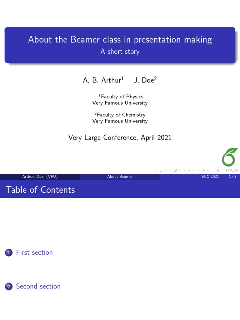 An Example of The Beamer Package PDF