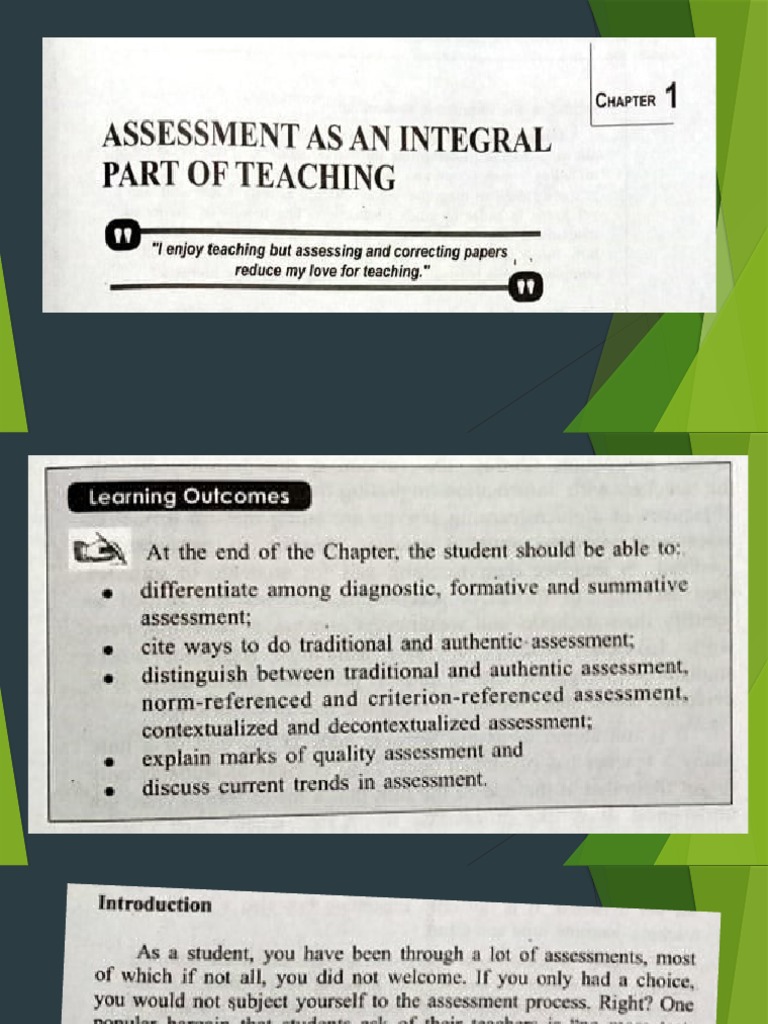 Lesson 1 Assessment As An Integral Part Of Teaching Pdf
