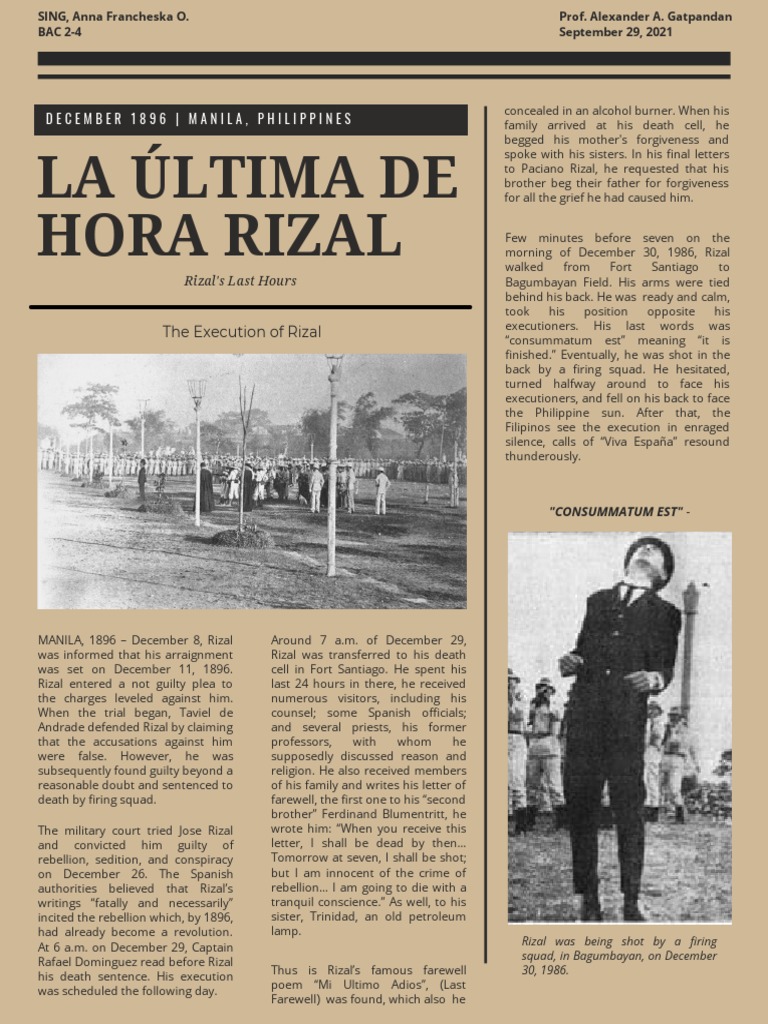 News Article About Jose Rizal | PDF | Crimes | Crime & Violence