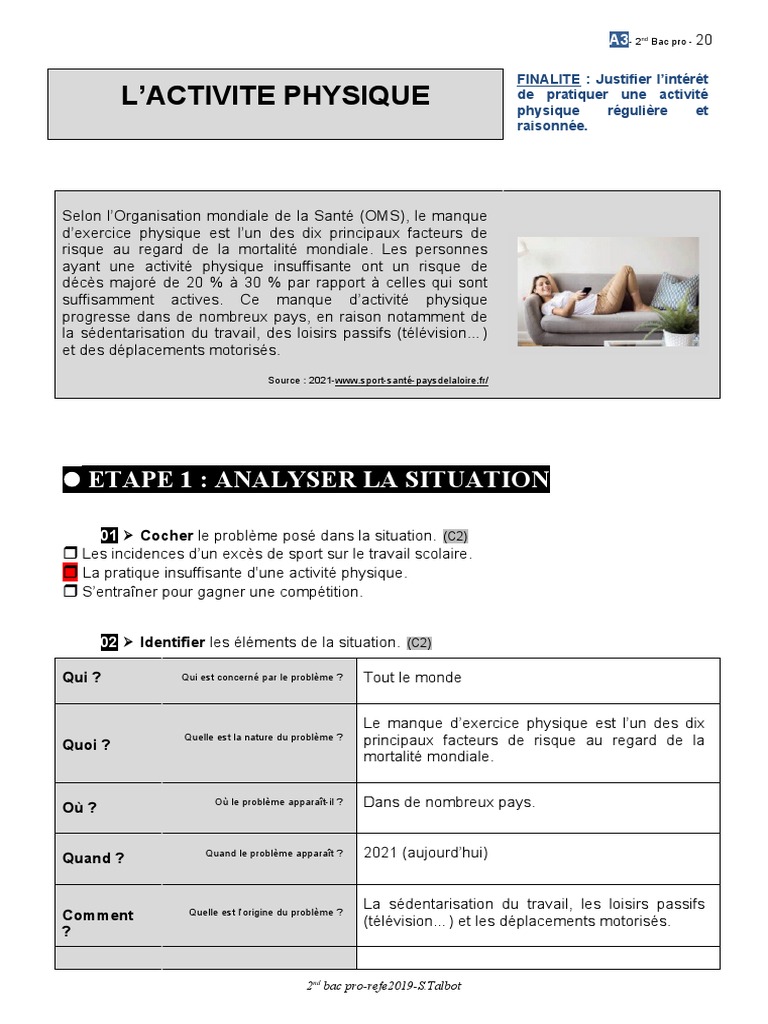 Pse Bac Pro Foucher Corrige Pdf 2 Bac Pro-A3-Activite Physique - Corrige | PDF | Muscle squelettique |  Contraction du muscle