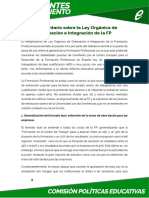 (EeM - PPEE - AE) Argumentario Ley Orgánica de Ordenación e Integración de La FP