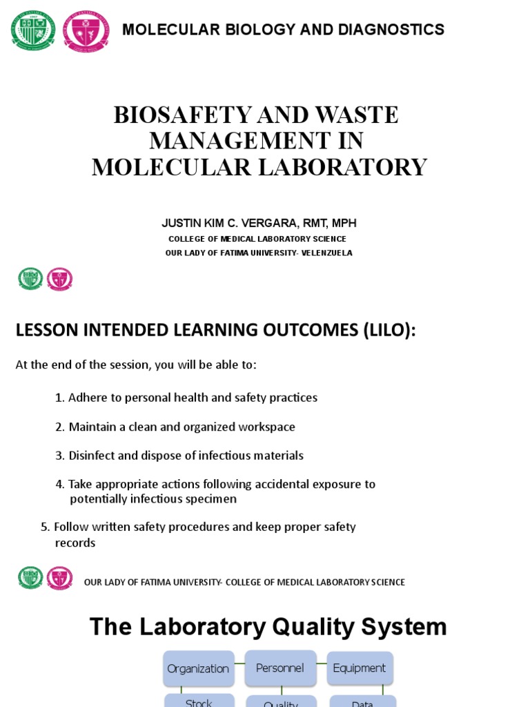 Lec1 - Biosafety and Waste Management in Molecular Lab | PDF | Gel ...