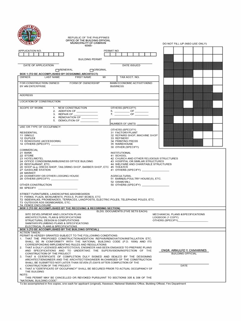 Bldg. Permit Form Front PDF