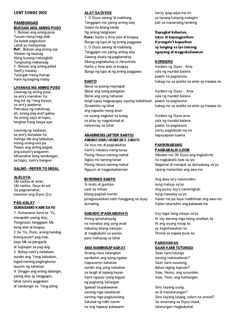 Lent Songs | PDF