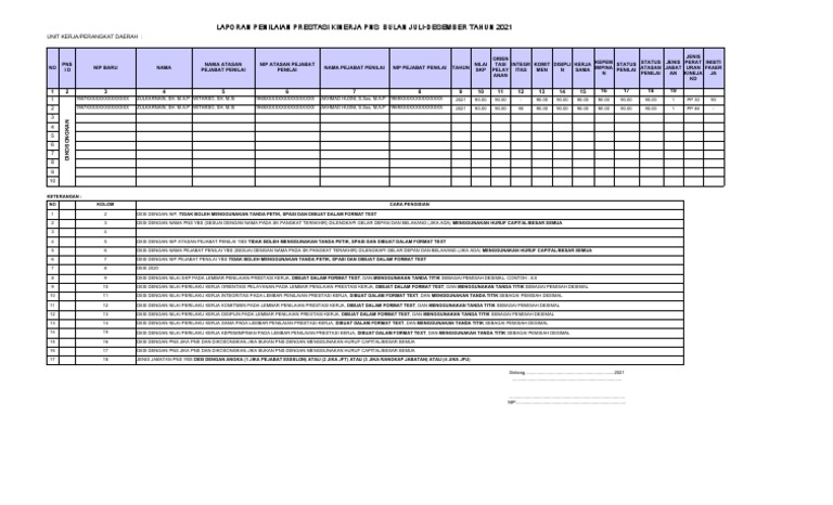 Format Rekap Pitulasi Nilai SKP2021 | PDF