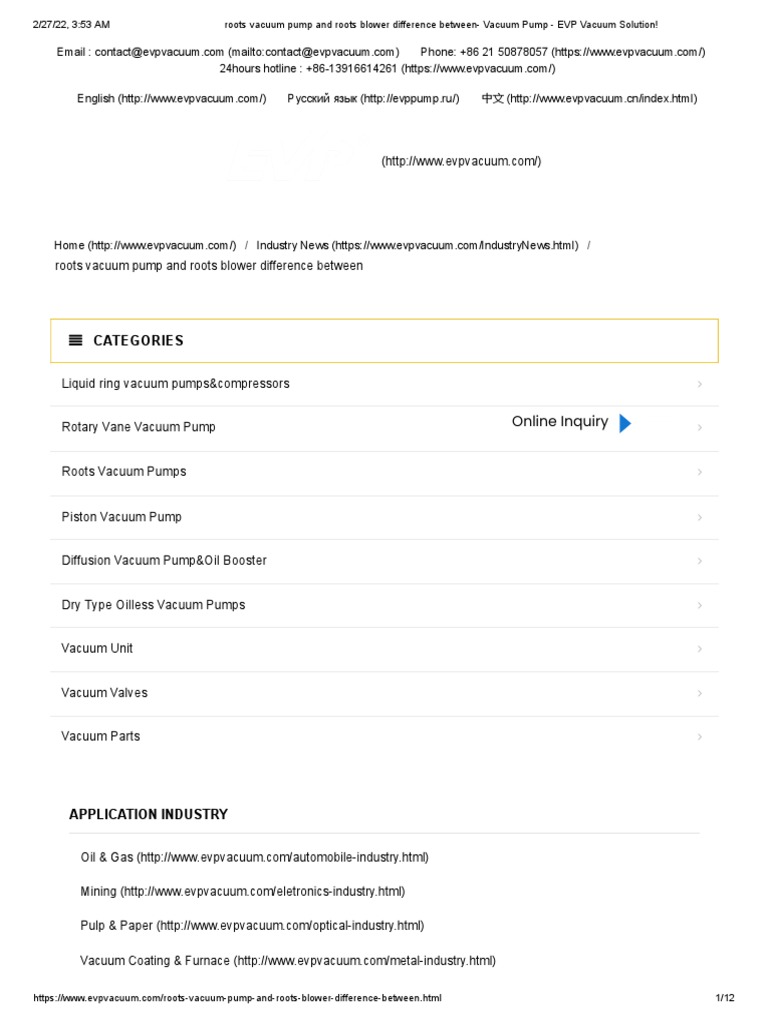 Roots Vacuum Pump and Roots Blower Difference Between A Comparison of