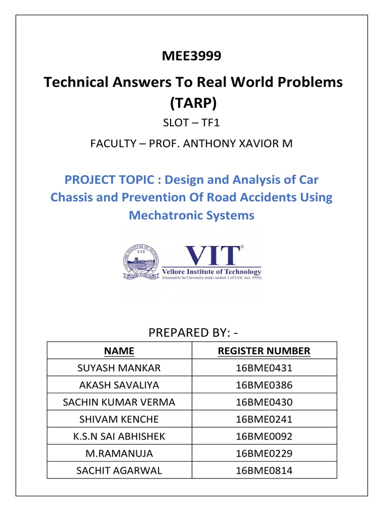 Technical Answers To Real World Problems (TARP) | PDF