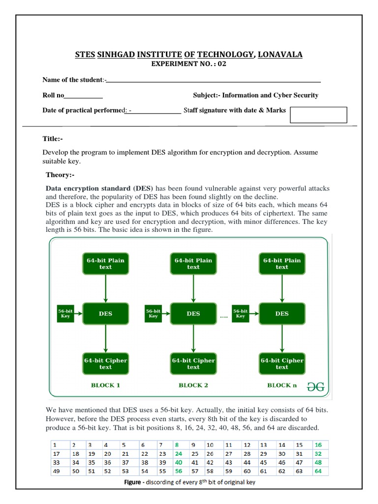 Implement DES Algorithm Program | PDF | Key (Cryptography) | Cryptography