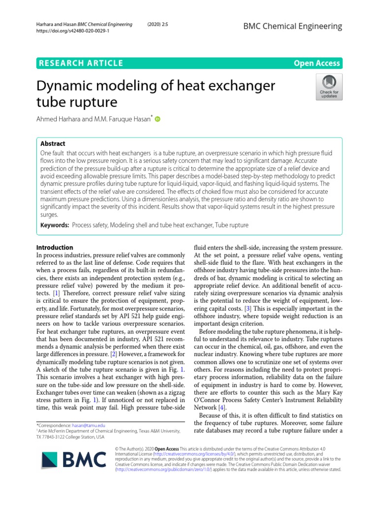 Dynamic Modeling of Heat Exchanger Tube Rapture | PDF | Fluid Dynamics ...