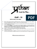 CLAT - 13: Instructions To Test Takers