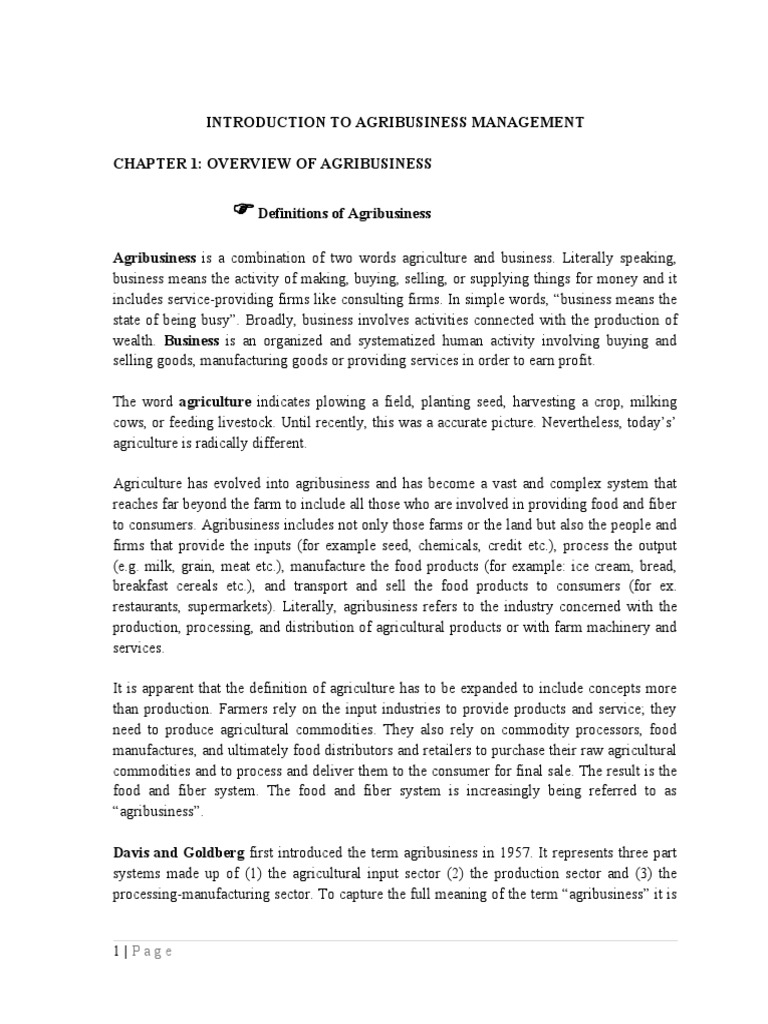 LT 1. Introduction To Agribussiness Mangement - New1 | PDF ...
