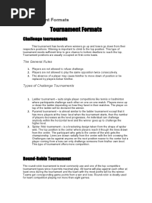 Tournament Formats: Challenge Tournaments