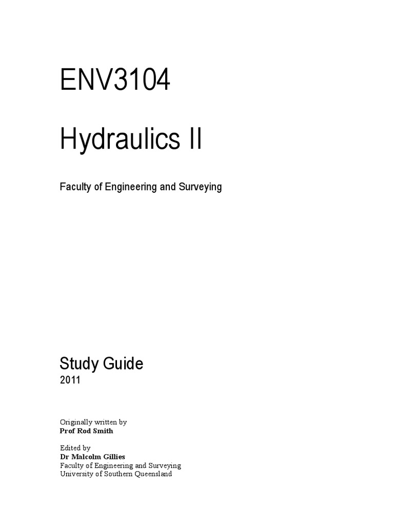 ENV3104 Hydraulics II Study Guide PDF Fluid Dynamics Momentum