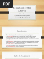 Lexical and Syntax Analysis: Concepts of Programming Languages Understanding Programming Languages