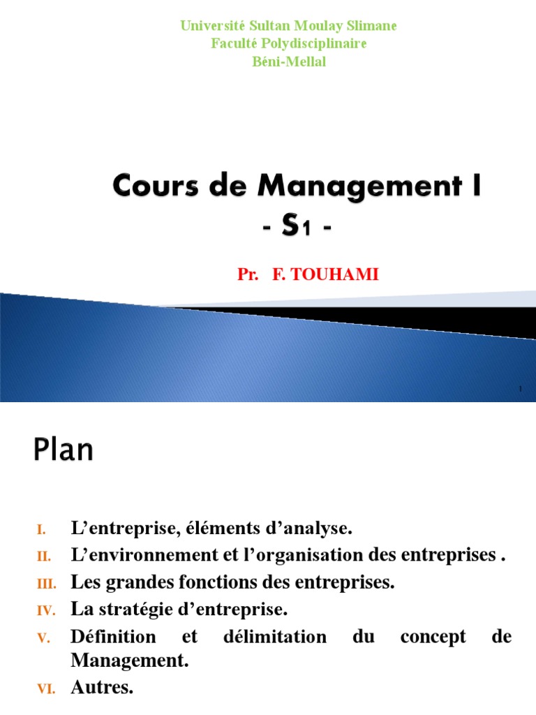 Cours de Management S1 - Université Beni Mellal | PDF | Business ...