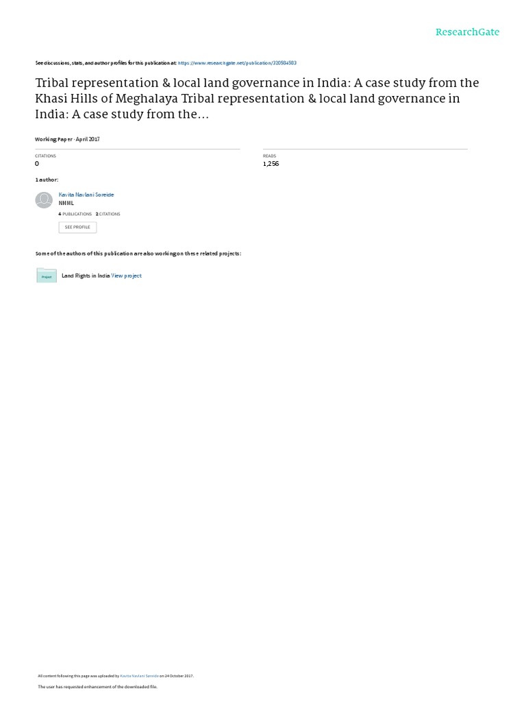 Tribal Representation Local Land Governance in Ind | PDF | Social ...