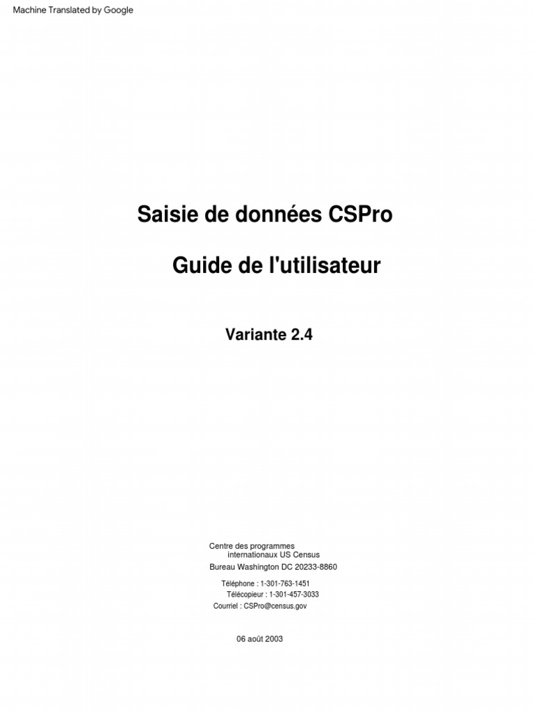 Guide utilisateur CSPro 2.4 Saisie de données | PDF | Fichier ...