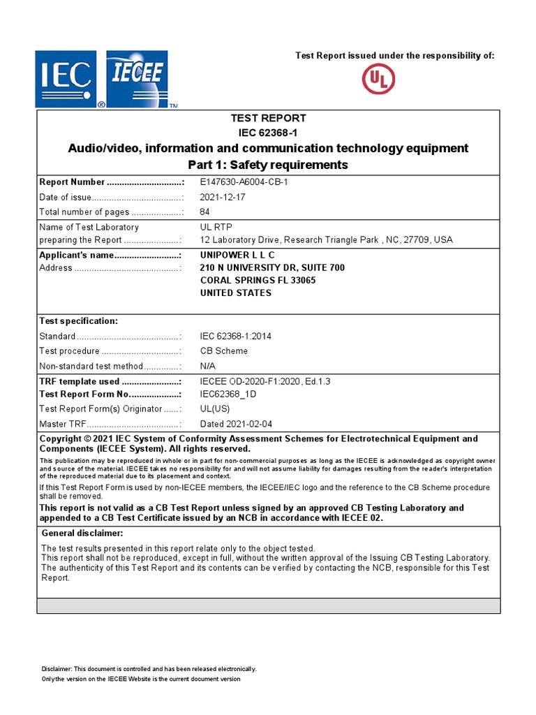 Audio/video, Information and Communication Technology Equipment Part 1 ...