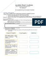 Immaculate Heart Academy: Teacher'S Learning Plan in Grade 9 Filipino