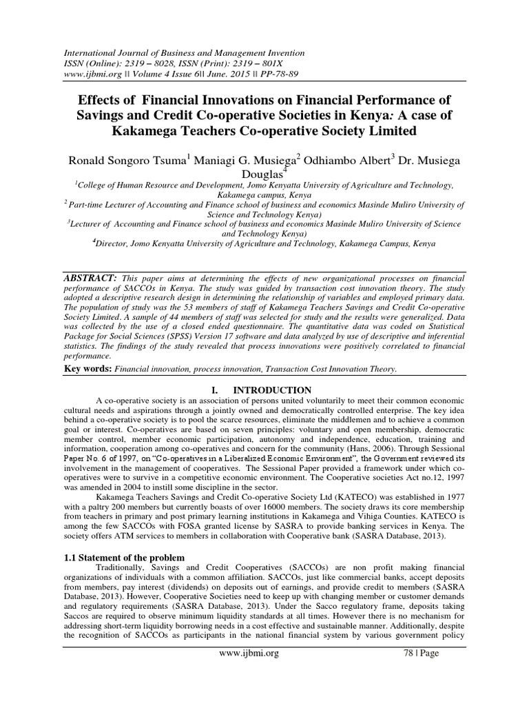 Effects of Financial Innovations On Fina | PDF | Multicollinearity ...