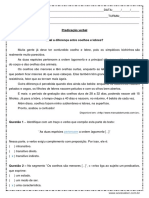 Atividade de Portugues Predicacao Verbal 2º Ano Do Ensino Medio Respostas