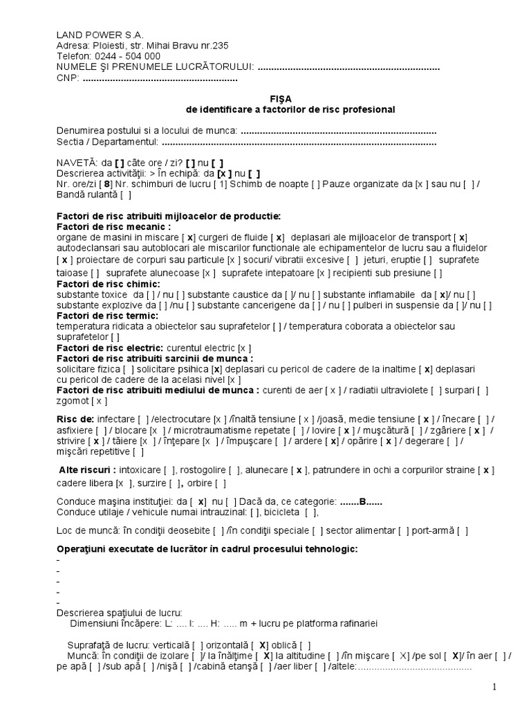 FISA IDENTIF. FACTORI DE RISC HG 355 (Finala) - Serv. Tehnic - Electric ...
