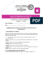 Mathematics: Learning Activity Sheet No. 11 Quarter 1 - Week